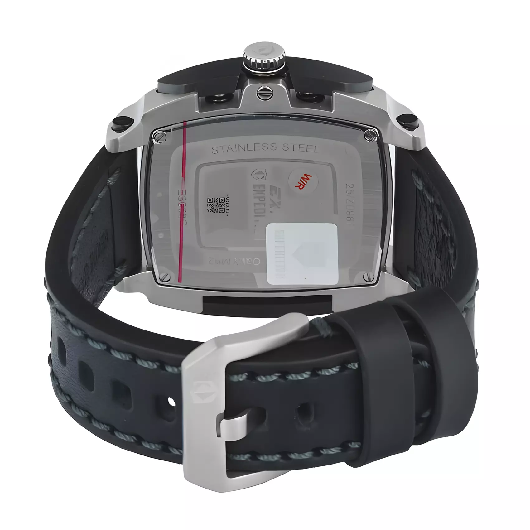 Expedition - Jam Tangan Chronograph Pria - Silver Black Case - Black Leather Strap - 3008GCLTEBA 