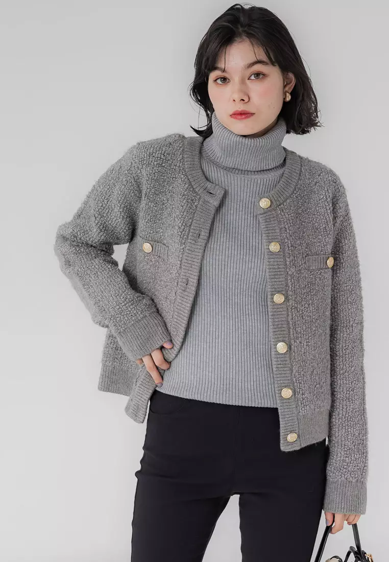 comcoca Loop Knit Gold Button Jacket Office Wear （Perfect Fit） 2024 ...
