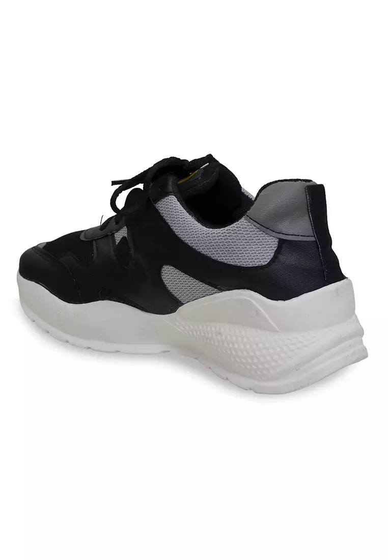 Anando Sepatu Sneakers Tali Pria Casual Shoes Stylish Design Material Leather ORIGINAL - Black