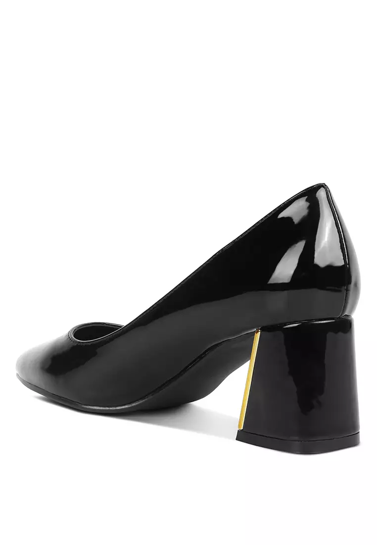 Buy London Rag Black Metallic Accent Block Heel Pumps 2024 Online ...