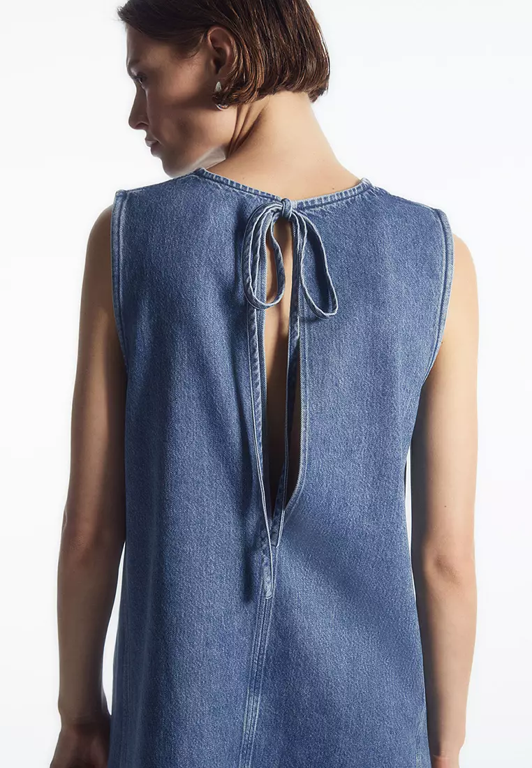 Paneled Denim Shift Dress