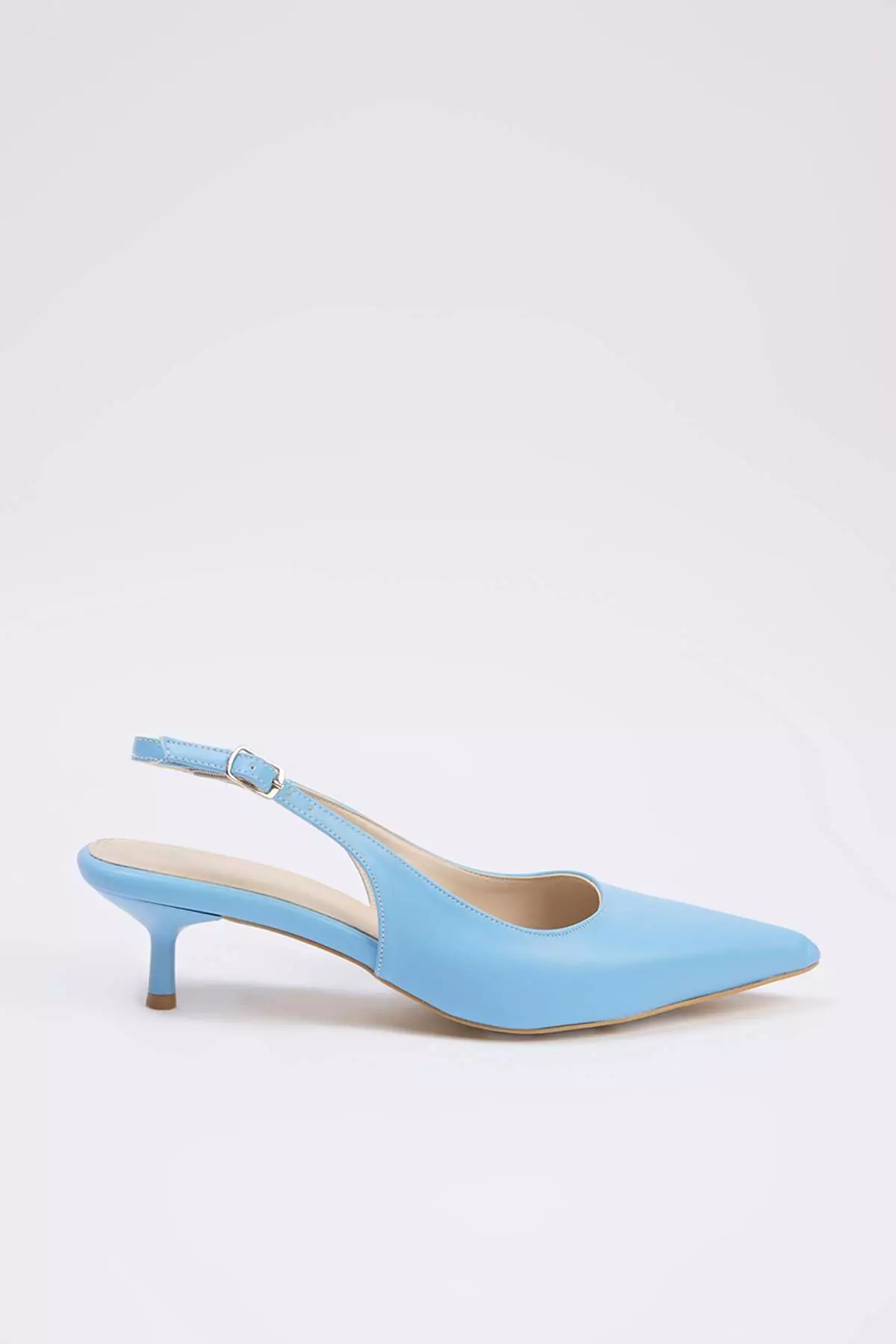 Baby Blue Patent Leather Pointed Toe Kitten Heels Women's Classic Heeled Shoes Takss25To00005