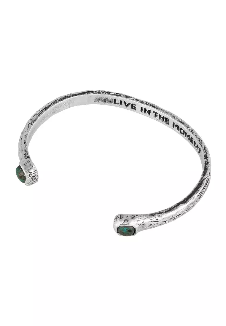 EXCLUSIVE Gelang Perhiasan Perak 925 Pria Bangle Chrysocolla Turquoise Gemstone