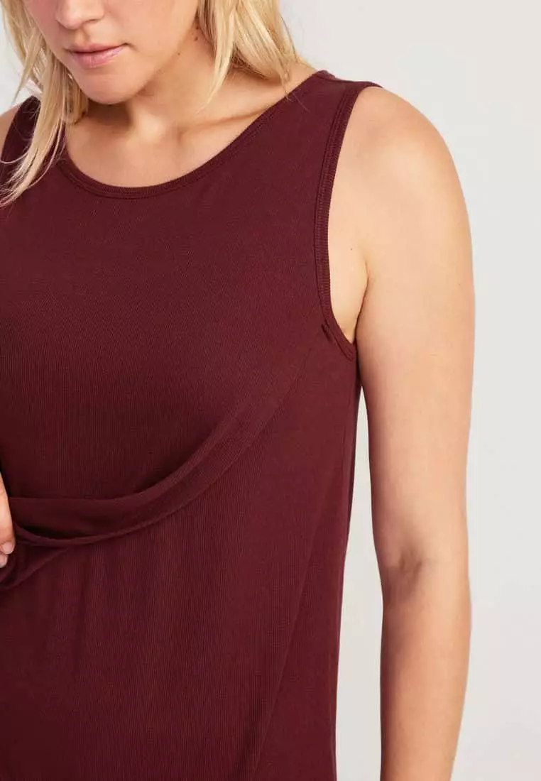 Maternity Rib Knit Nursing Tank Top