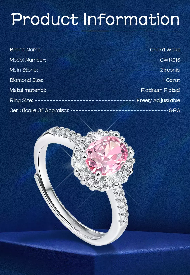 Cincin Wantia Berlian Tunangan Perhiasan Original Platinum Coated Cincin Cewek Pink