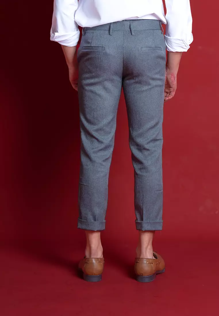 Celana Ankle / Cropped Pants Slimfit kerja Sirwal Abu muda