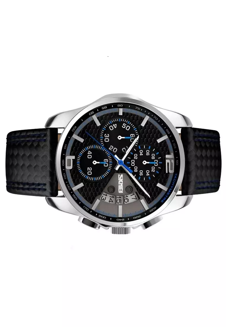 Jam Tangan Kasual Analog Pria Waterproof Strap Tali Material Leather QQ11 ORIGINAL