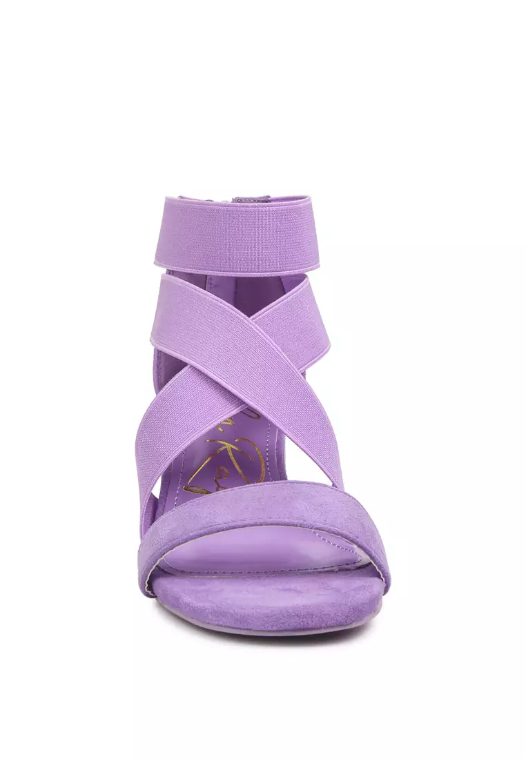 Buy London Rag Elastic Strappy Block Heel Sandals in Lilac 2024