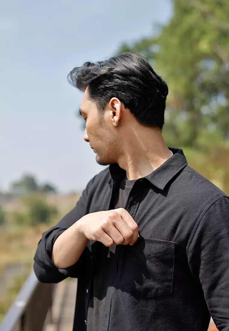 OXCON Extra Comfort Authentic Flannel Shirt Monotone Black