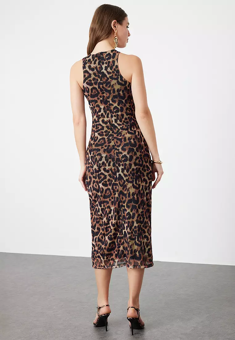 Leopard Printed Midi Dress