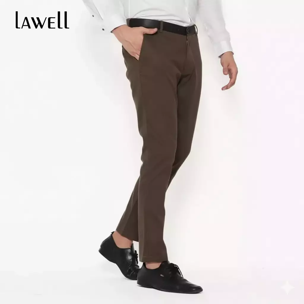 Lawell Celana Chino Panjang Pria Slim Fit - Bawahan Polos Branded Kualitas Premium | Nyaman untuk Kerja & Kasual | Warna Dark Brown