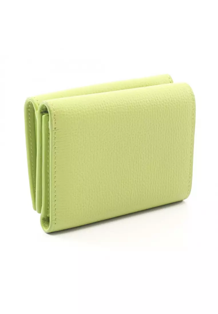 Pre-Loved LOEWE Anagram Trifold wallet trifold wallet leather yellow-green