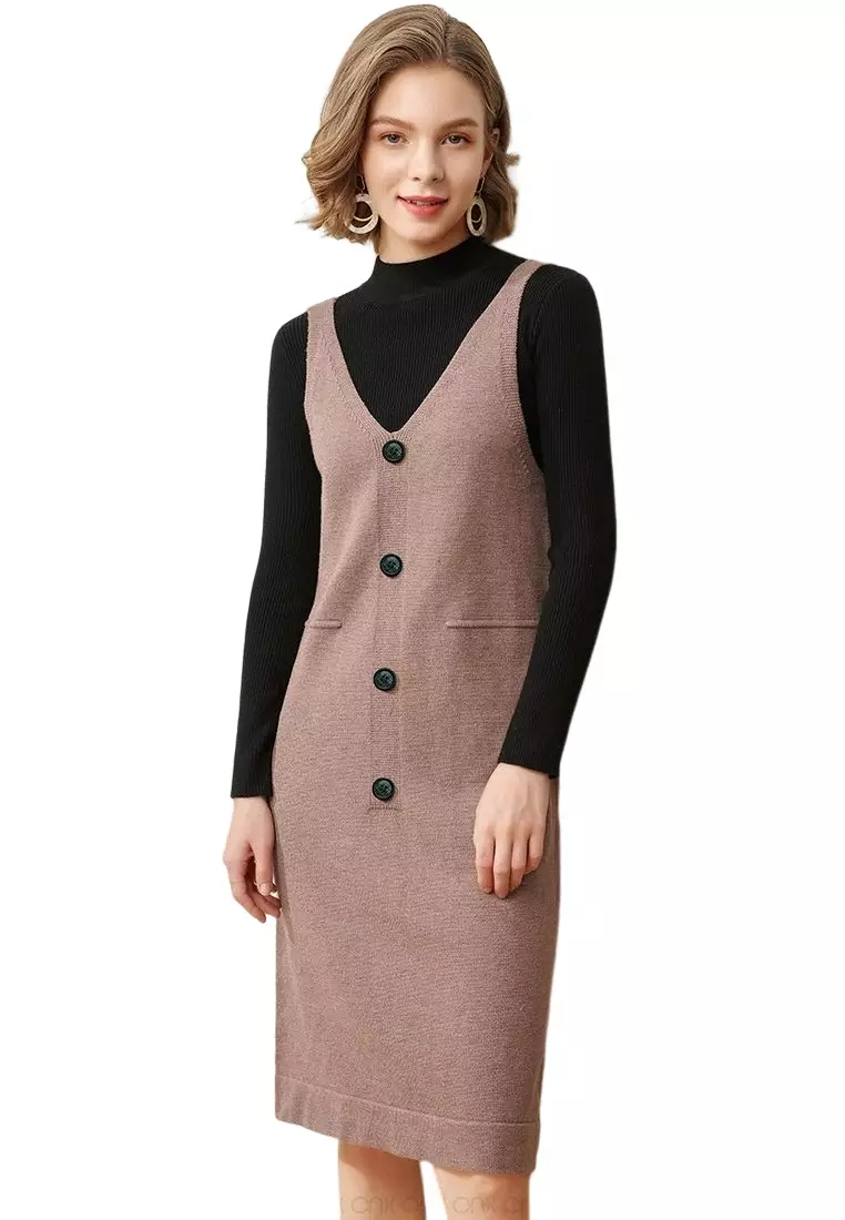 (2PCS) Simple Matching Knitted Dress Suit