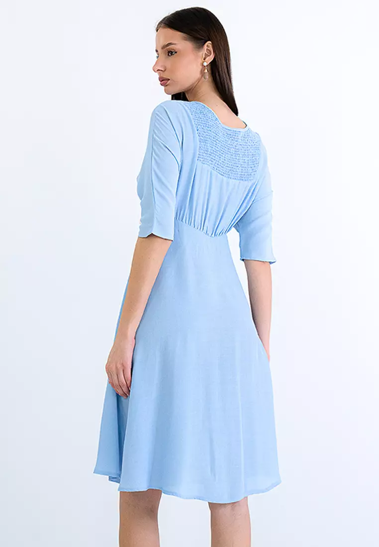 Boat Neck Midi Summer Dress