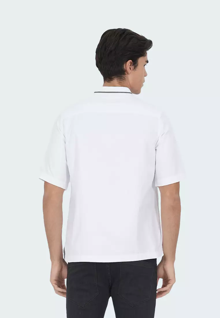 LGS - Baju Koko - Kemeja Casual Pria Regular Fit - Katun - Lengan Pendek - Putih - CSH.283.S2064K.437.C