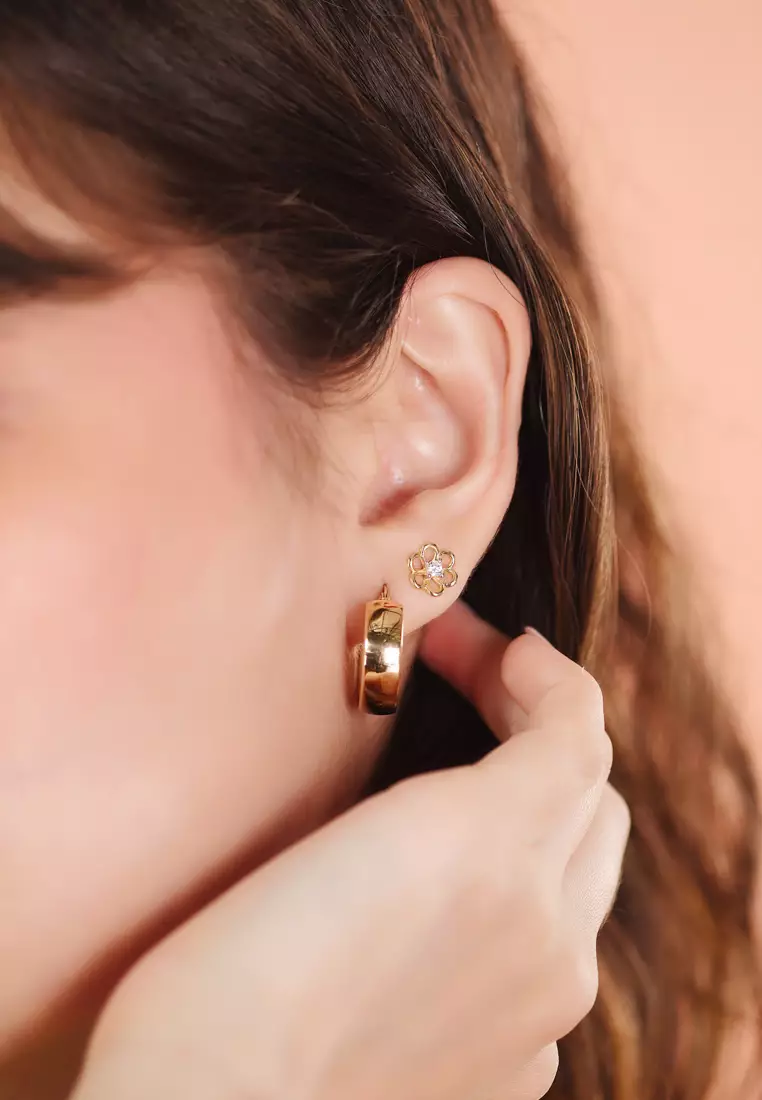  Chunky Hoops Earrings 14k Gold