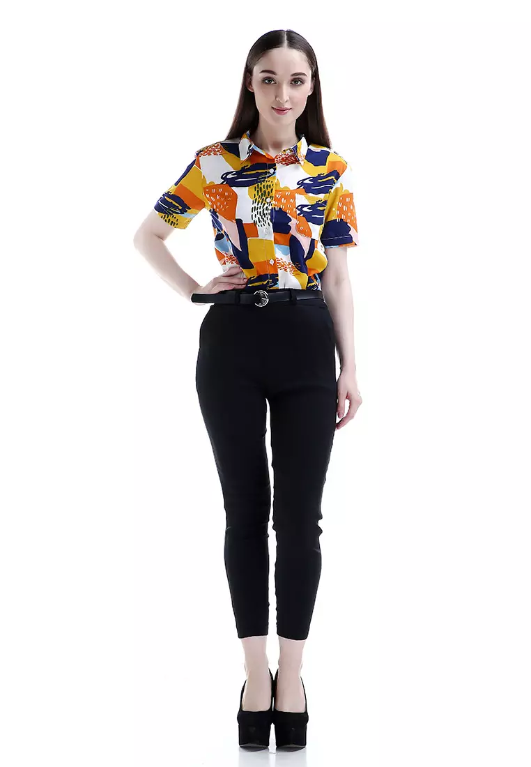 Hazel Celana Chino Wanita Bawahan Kasual Baggy Pants Woman - Hitam