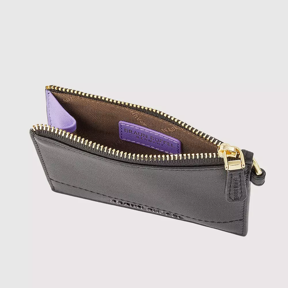 BRAUN BUFFEL PAN COIN HOLDER WITH EXTERNAL CARD SLOTS