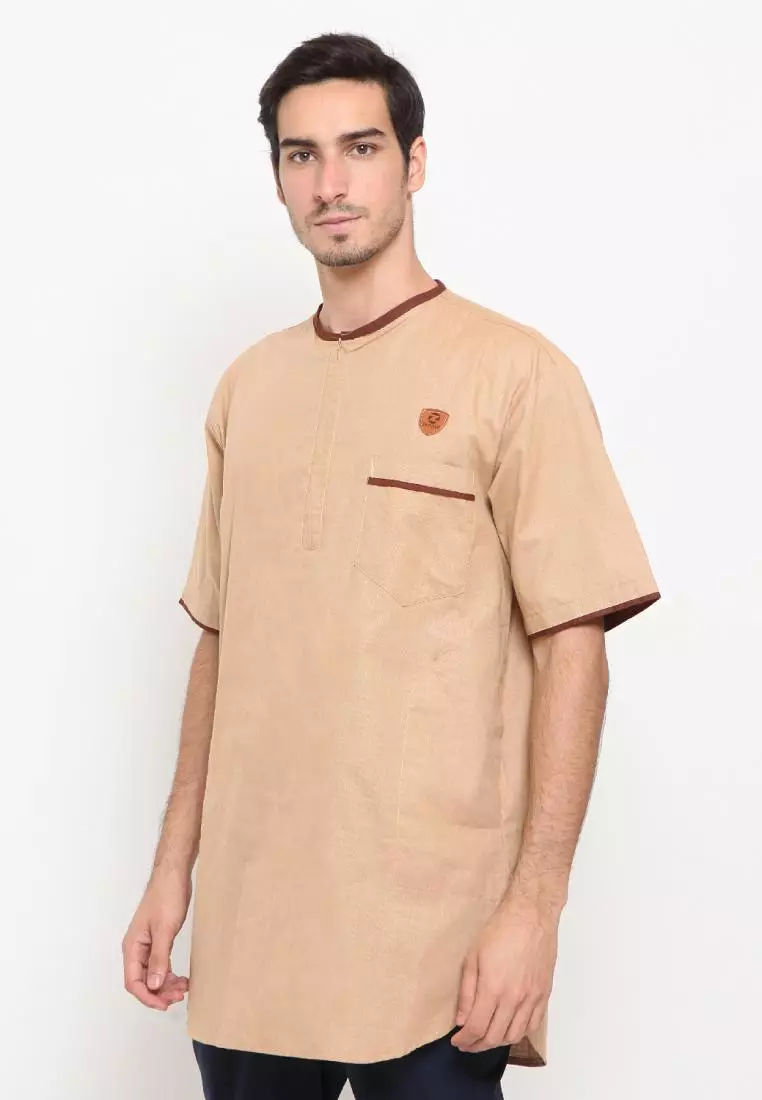 Zayidan Baju Koko Gamis Muslim Pria Umar - Cream