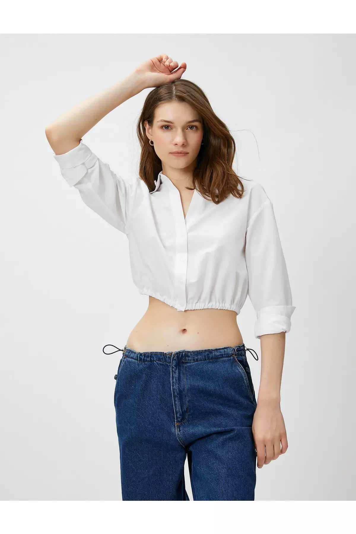 Back Detailed Crop Shirt