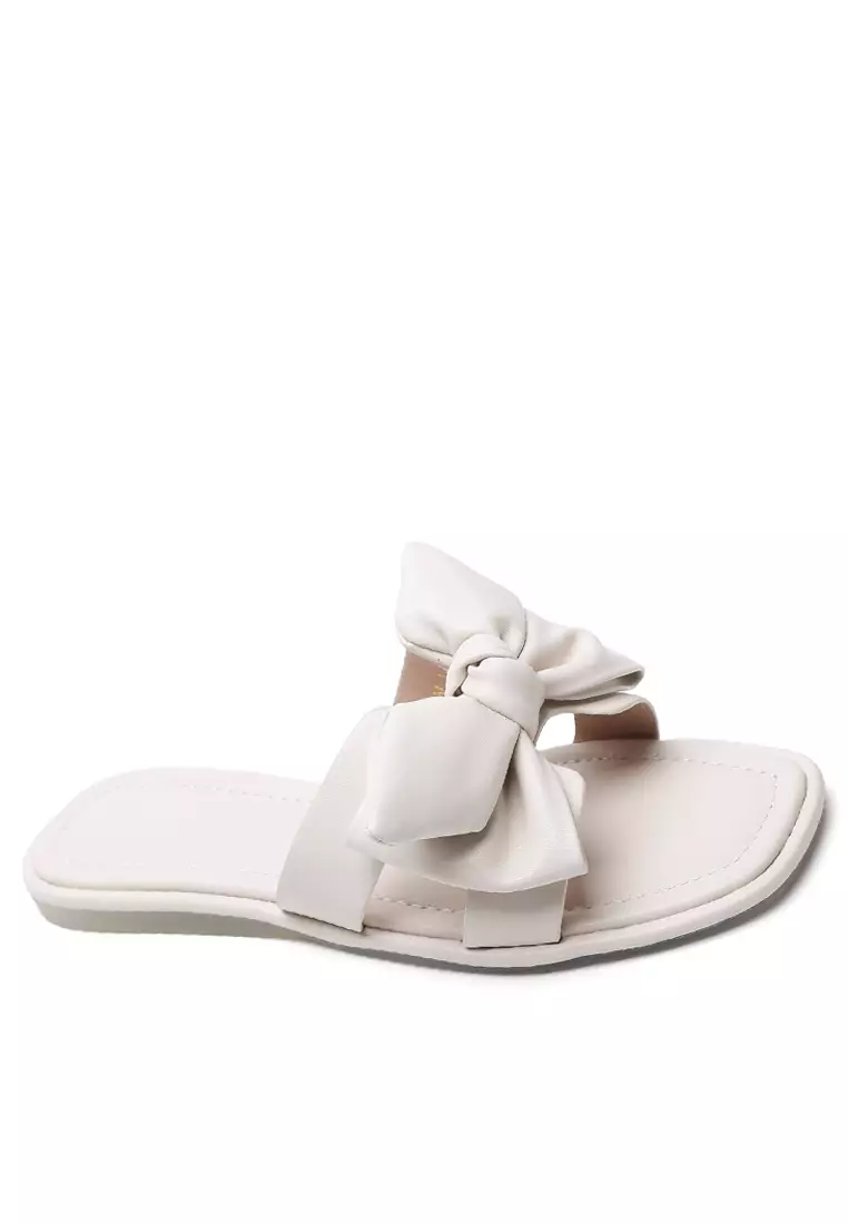 White leather slippers online