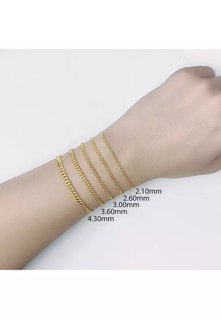 916/22K Gold Hollow Machine Curb Chain Bracelet T020 (2.10MM)