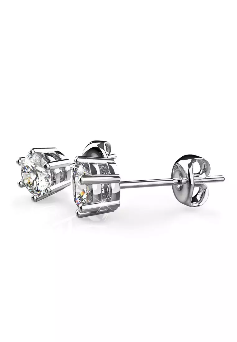 KRYSTAL COUTURE Cindy Stud Earrings Embellished with SWAROVSKI® crystals-White Gold/Clear