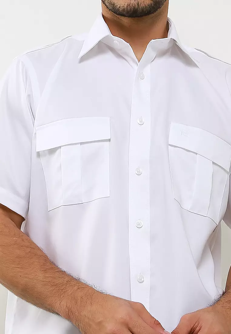 Kemeja Lengan Pendek Pierre Cardin Lopper Jen White - Formal Cotton PDH
