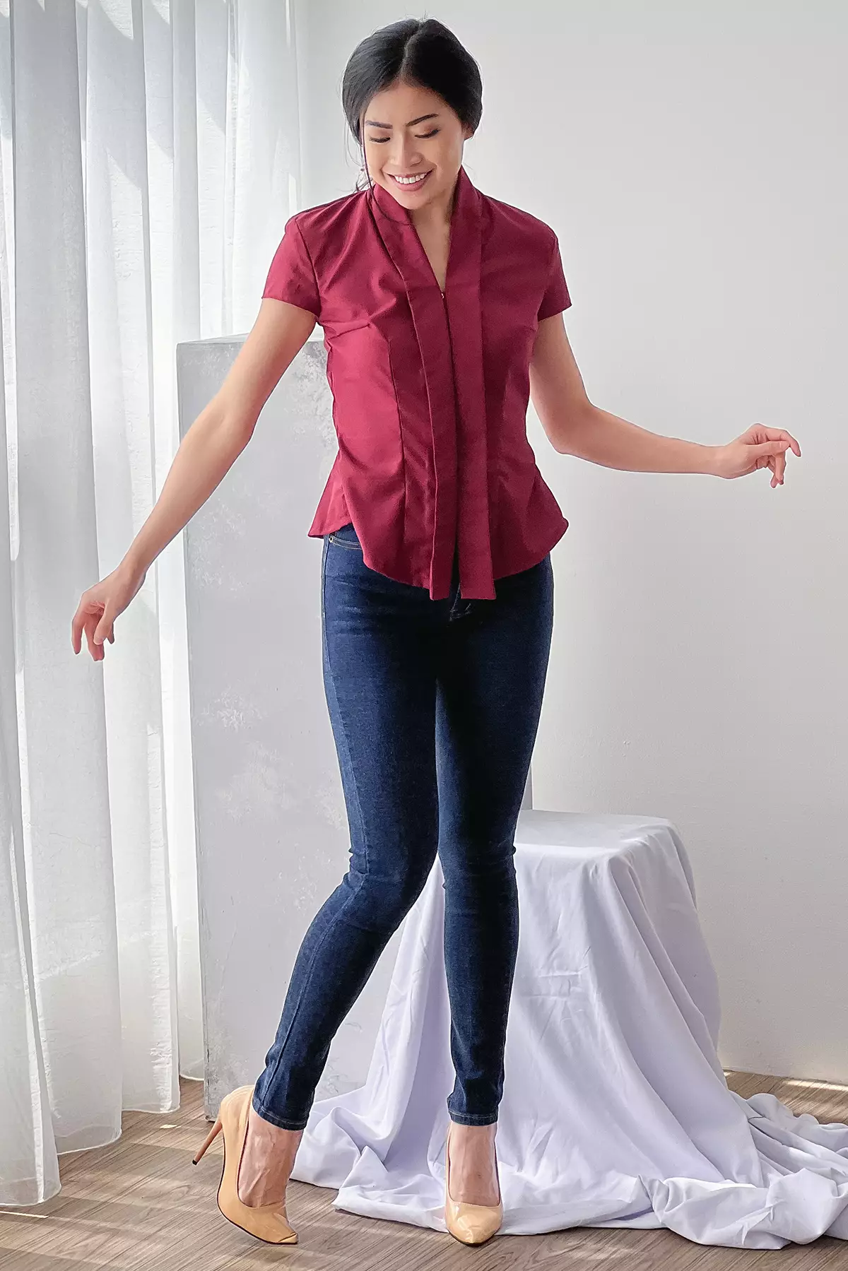 Kuncup Katun Maroon Kebaya