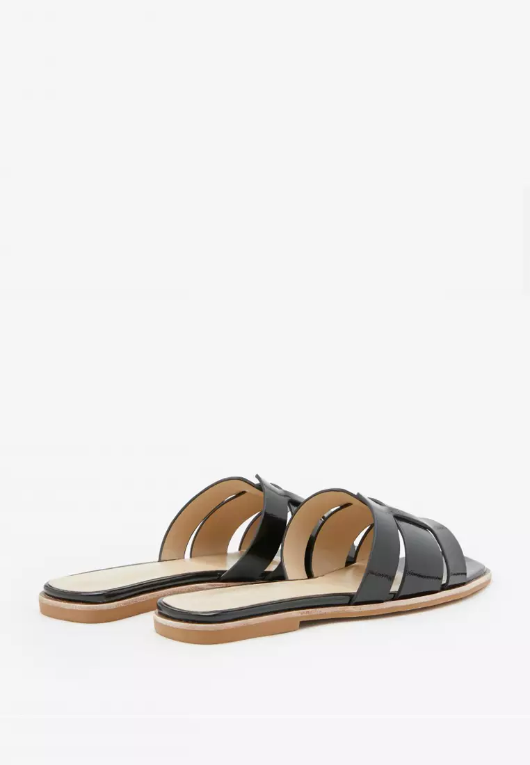 Elmira Interlocked Cage  Leather Slides