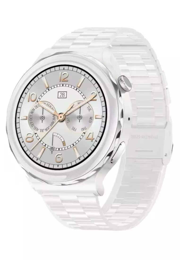 Unisex IOS/Android White SmartWatch + 1 Free White Rubber Strap