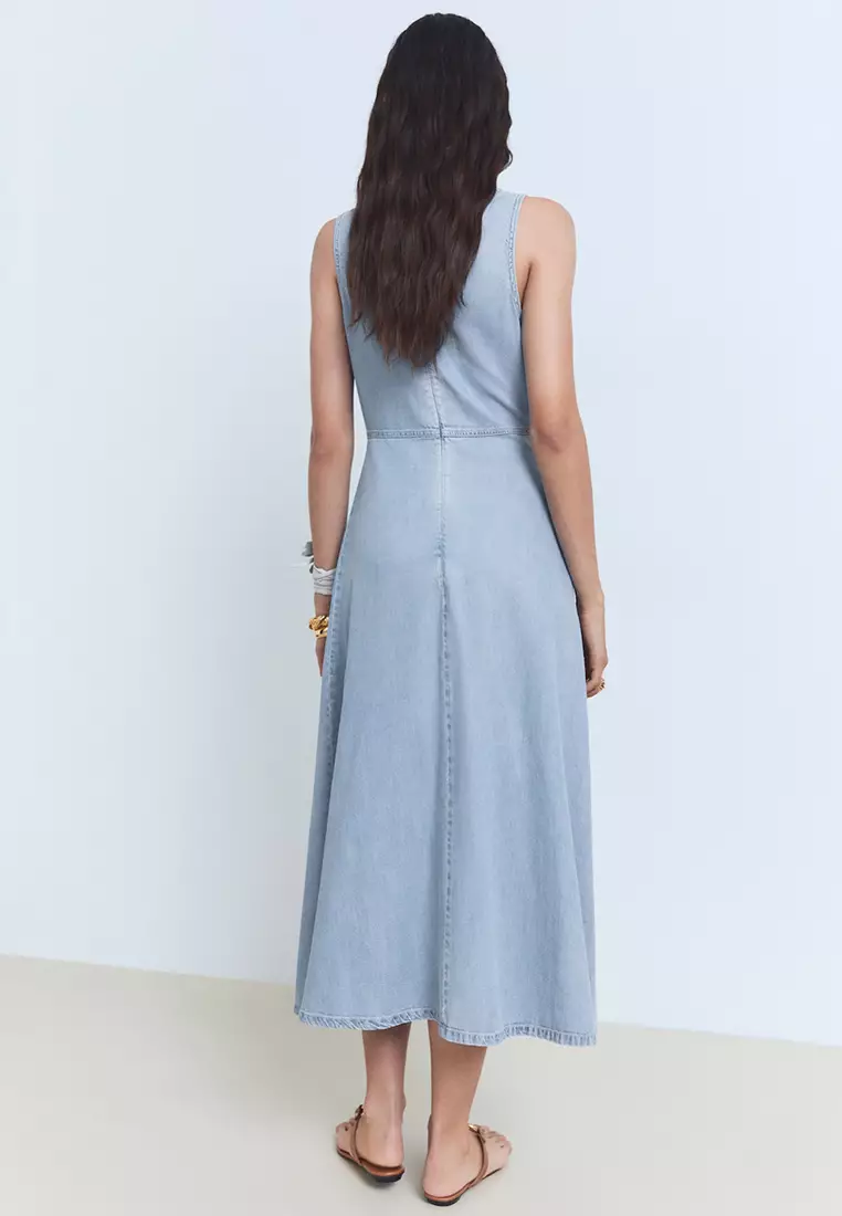 Buy Mango Lyocell V-Neck Midi Dress 2025 Online | ZALORA