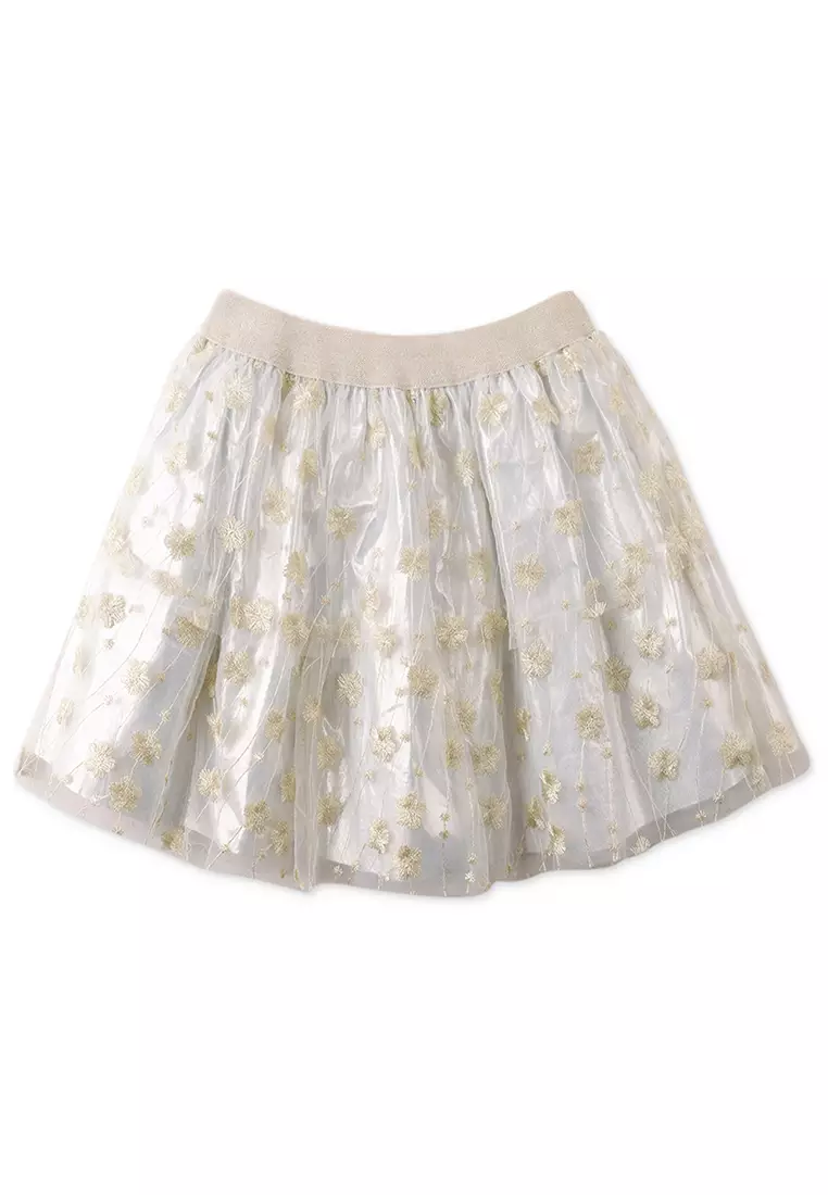 Gingersnaps Retro Floral Skirt with Lurex Waistband