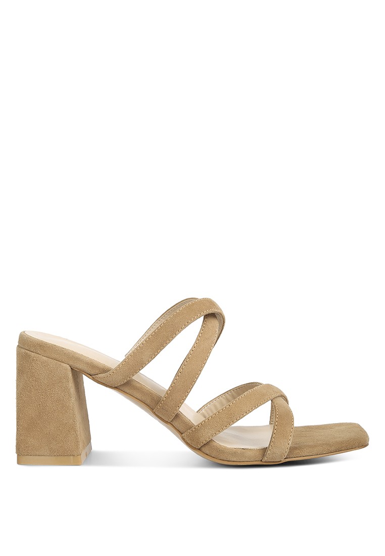 Tan Strappy Casual Block Heel sandals