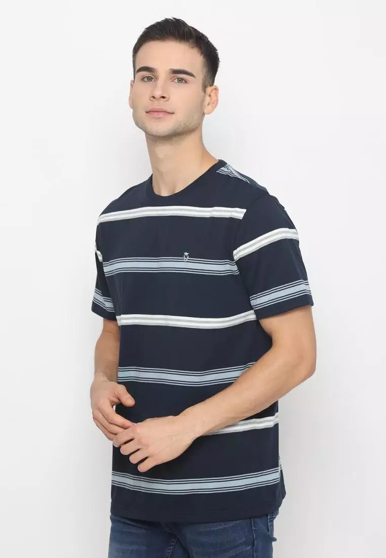 MATSUDA T Shirt Pria Kaos Stripe Motosu