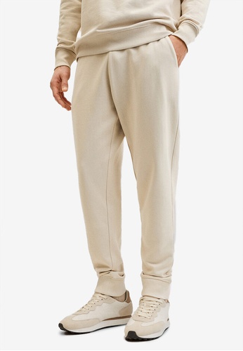 MANGO Man beige Cotton Jogger-Style Trousers 47F53AA20F2563GS_1