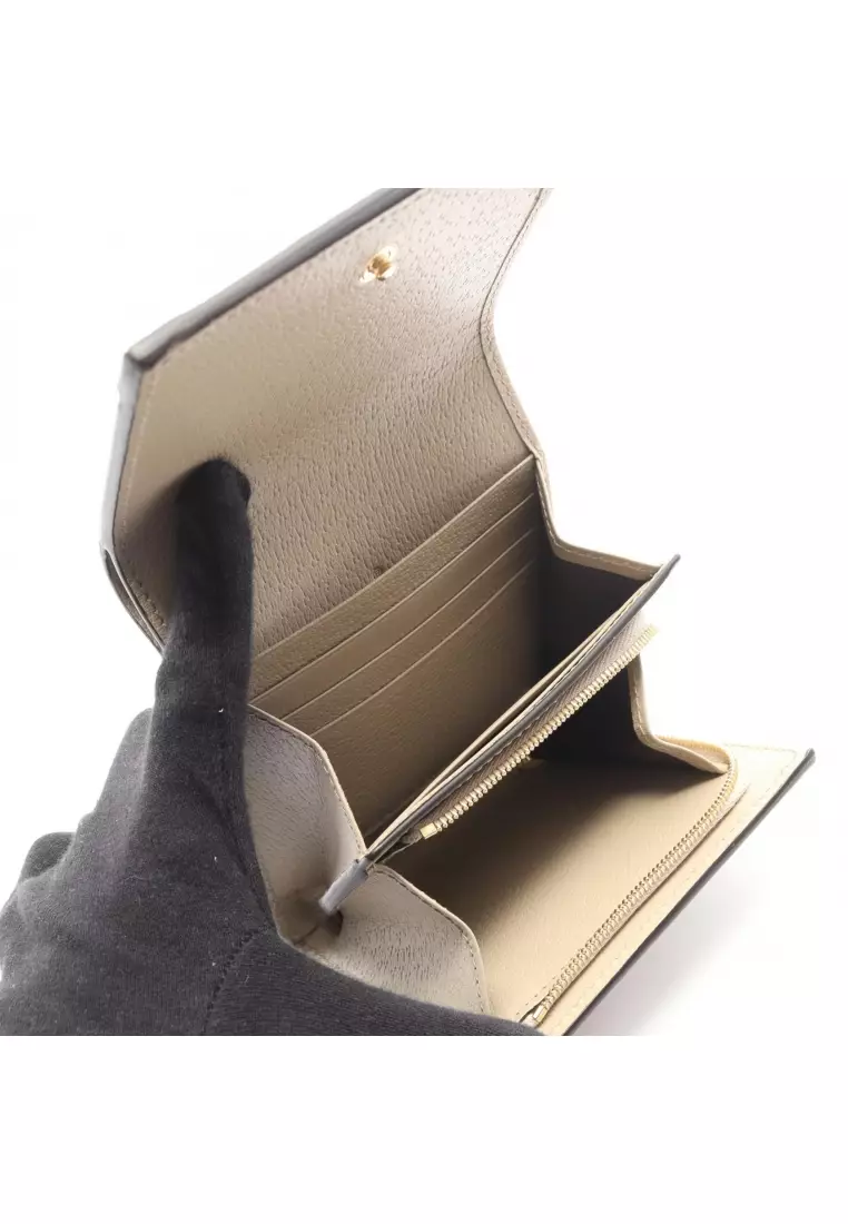 Pre-Loved Gucci Ophidia GG wallet sherry line Bi-fold wallet PVC leather beige multicolor