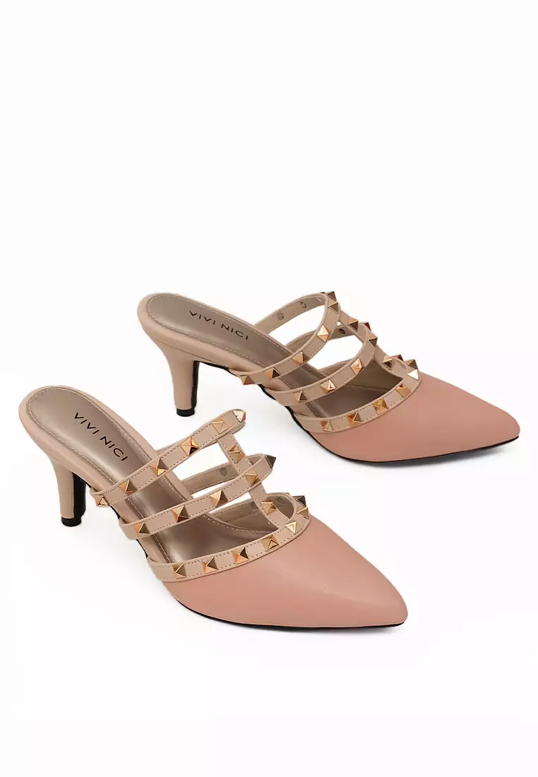 VIVI NICI - Annchi Sandal Mules Hak 7 cm Soft Pink