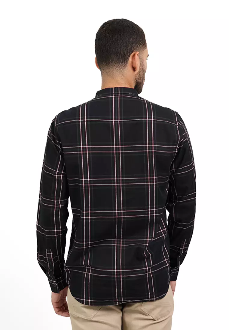 MOC Kemeja Koko Lengan Panjang Pria HAMZA-BLACK Warna BLACK