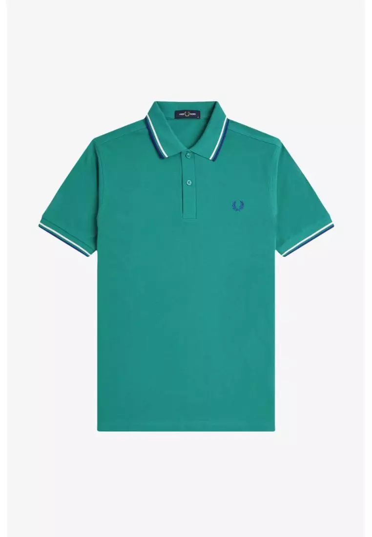 Fred Perry M3600 Twin Tipped Fred Perry Shirt (Deep Mint / Snow White / Soho Eclipse)