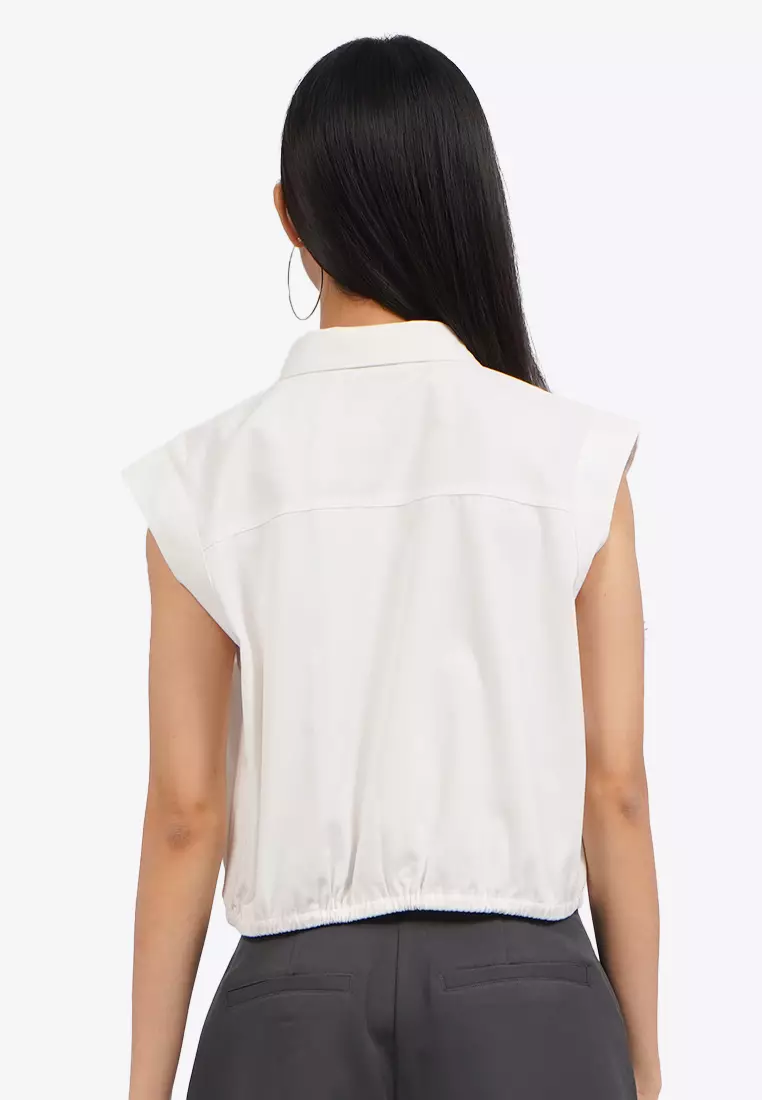 Short Sleeve Blouse with Tied Hemline