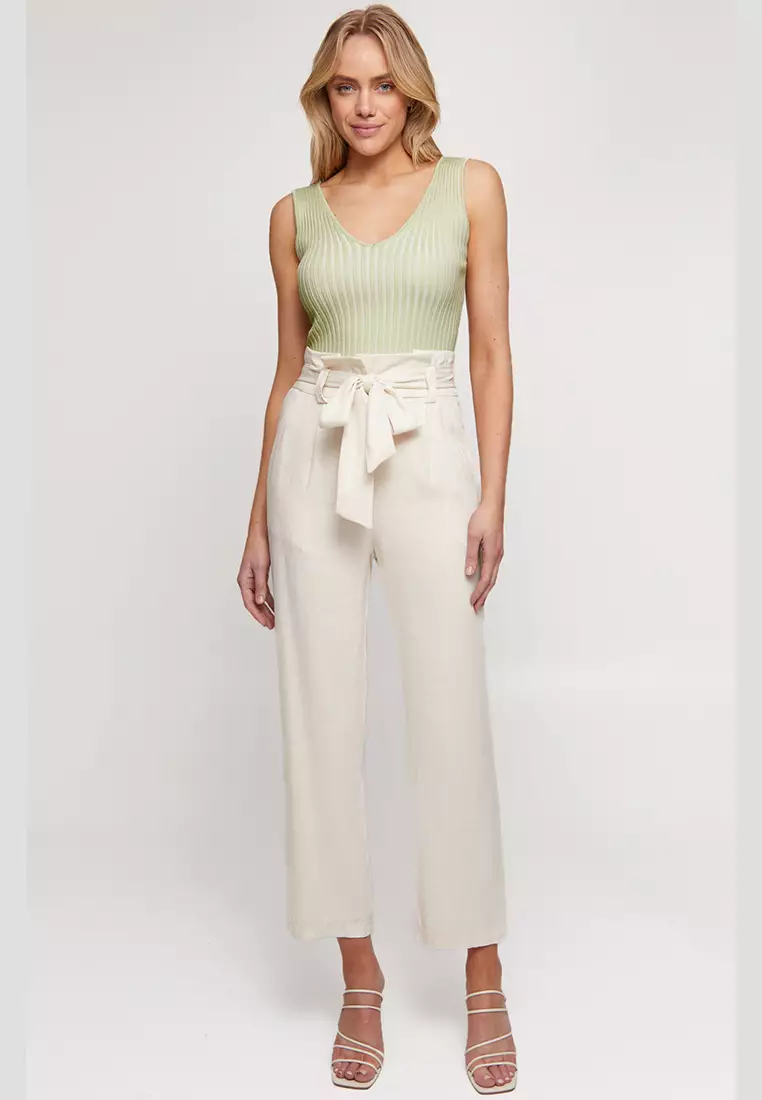 V Neck Knitted Ribbed Top