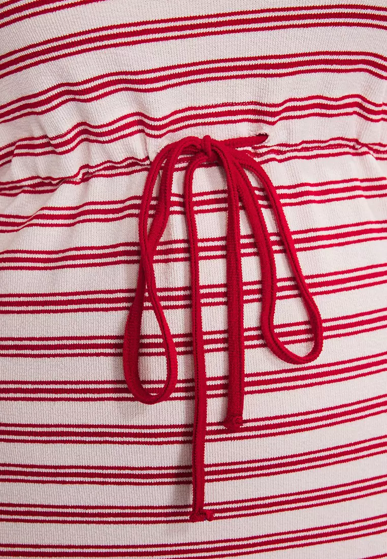 Red Crepe Knitting Plus Size Dress