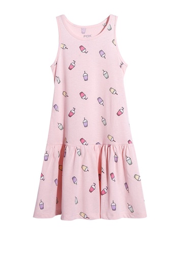 FOX Kids & Baby pink Printed Drop Waist Sleeveless Dress AF9E1KA5E1D4D7GS_1
