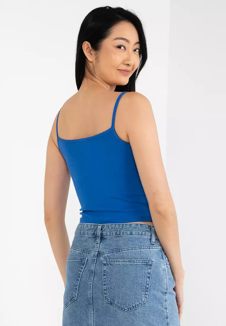 Strappy Cotton Cami Top Green