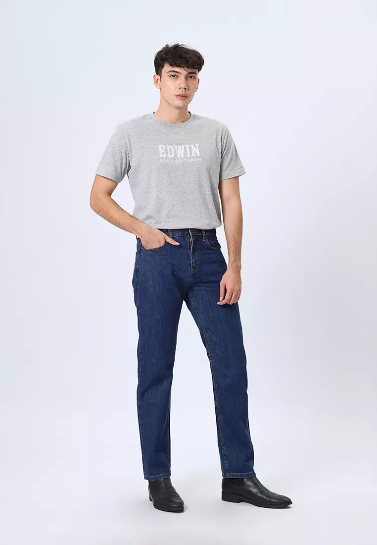 801 Reguler Fit Slub Jeans Blue Indigo - Celana Panjang Denim Pria