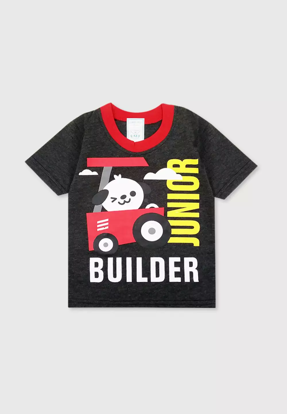 Wakakids Setelan Bayi Laki Laki Baju Lengan Pendek Anak Usia 6 Bulan Hingga 12 Bulan Set Celana Jeans Motif Tractor 3024 Abu Tua