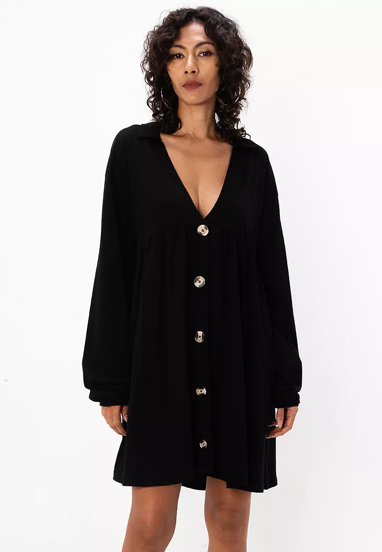 princess polly baby blue dress Black Long Sleeve Dresses | Black Long Sleeve Midis main image 1