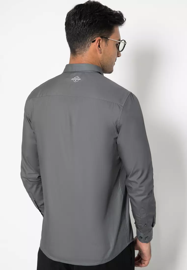 Johnwin - Kemeja Casual - Kemeja Lengan Panjang - Grey - ASH.670.S871.671.C L/S