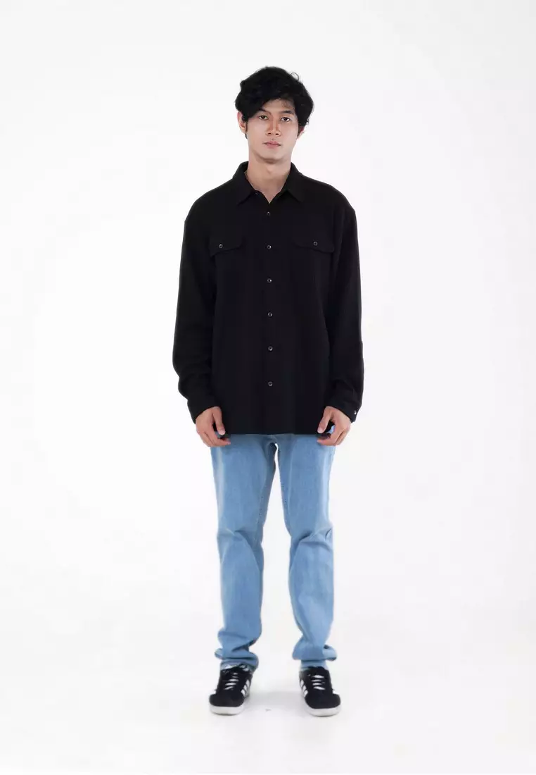 Greenlight Men's T-Shirt Plain Long Sleeve Waffle Cotton Poly C090423